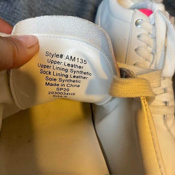 J CREW Saturday Sneakers in White Leather with Fuchsia Detail Size 9 AM135 - Picture 8 of 8